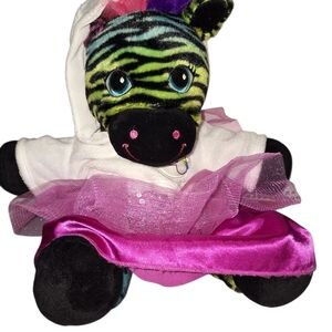 Build A Bear Zebra Plush with Unicorn Shirt and Dress